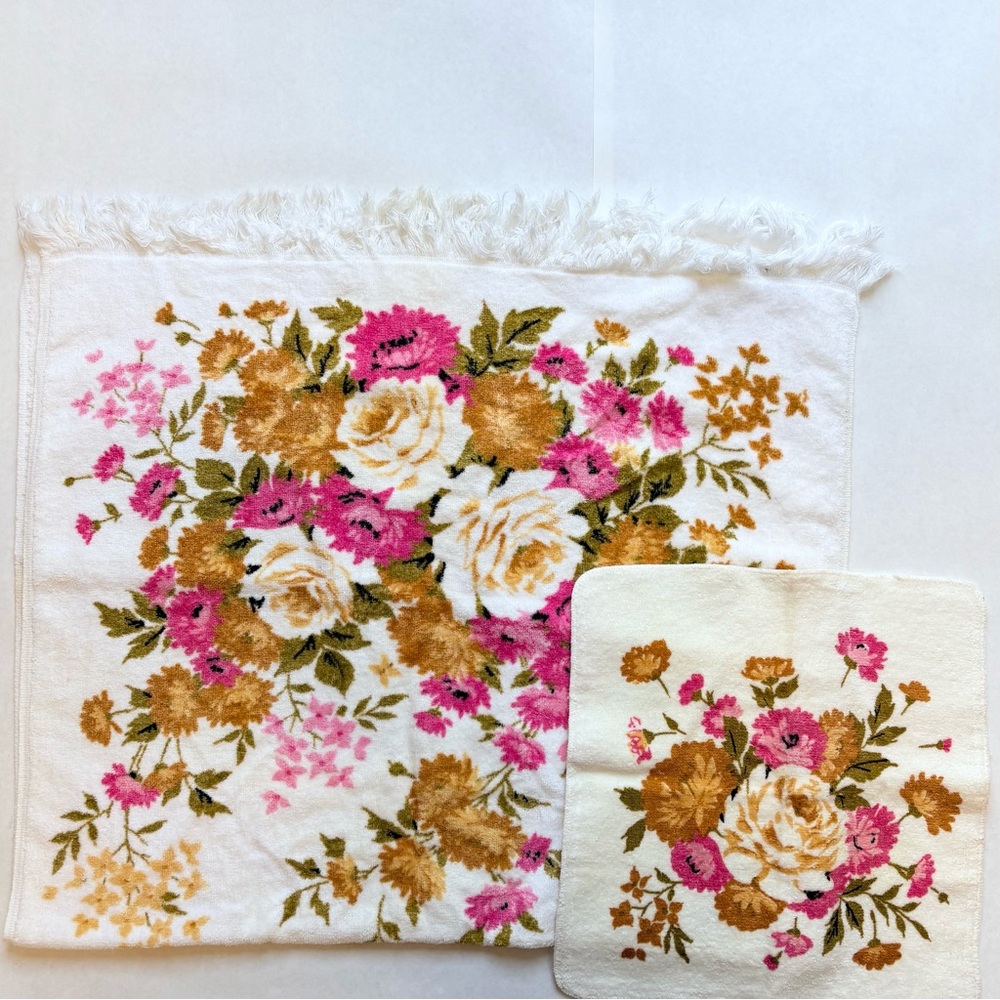 Vintage Floral Towel Washcloth Set